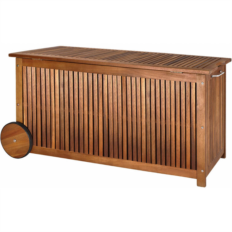 Rosalind Wheeler Wooden Storage Box With Wheels 117 Cm Acacia Wayfair